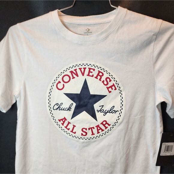 Converse Chuck Taylor All Star Tee New White T-Shirt Short Sleeve Boys Size L - Picture 2 of 6
